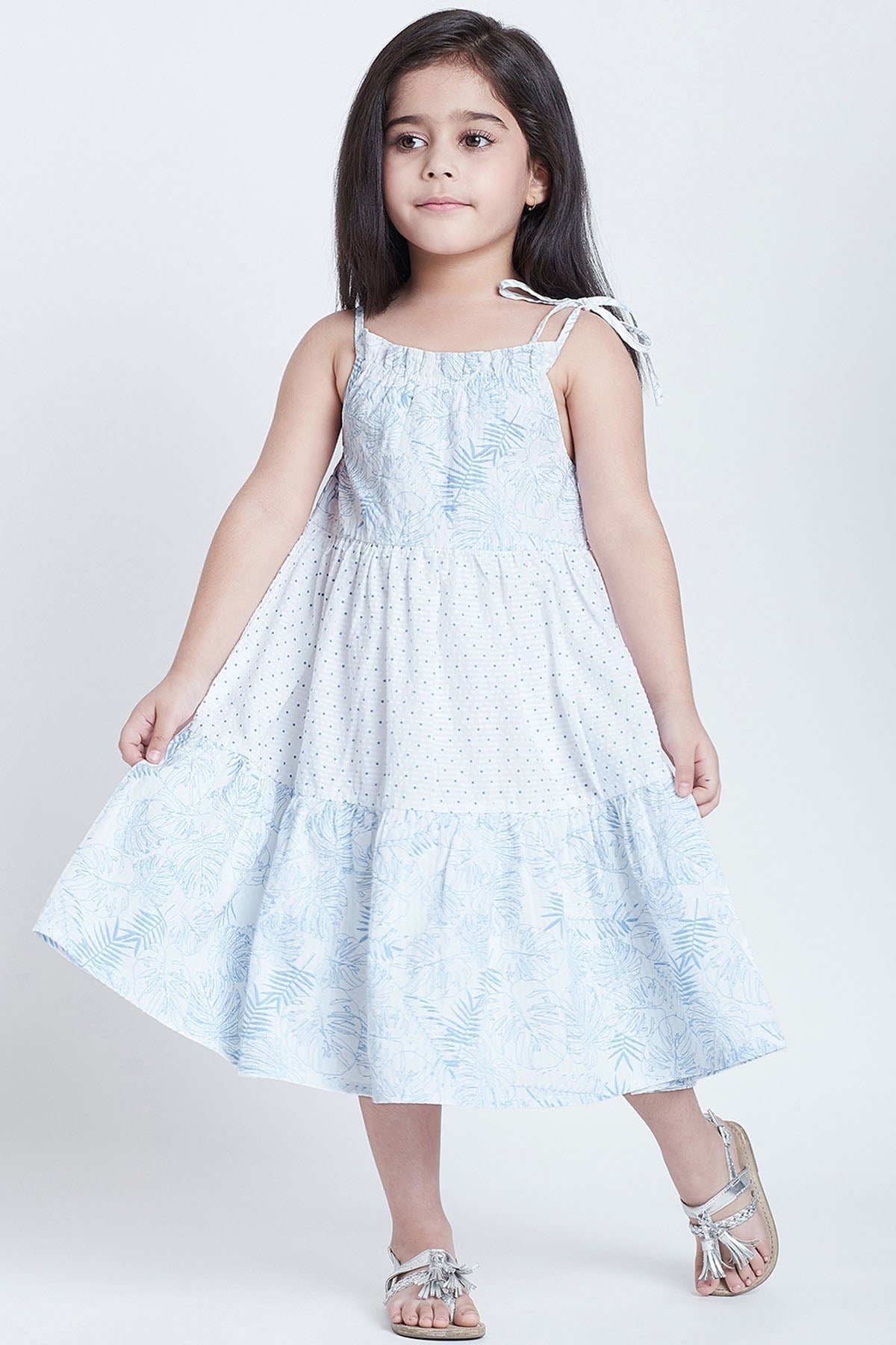 Buy White Cotton Tiered Midi Dress Online